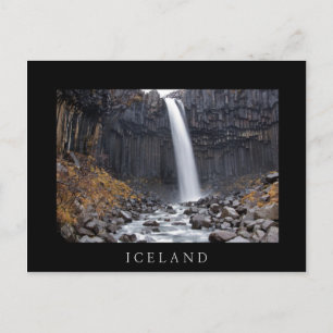 Svartifoss waterfall, IJsland briefkaart met zwart