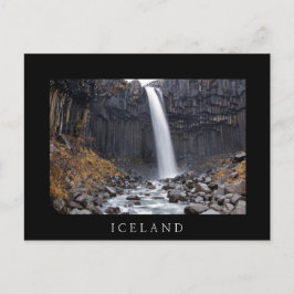 Svartifoss waterfall, IJsland briefkaart met zwart