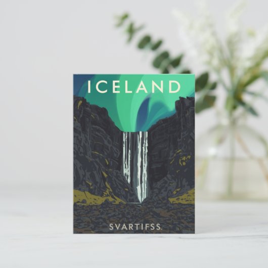  Svartifoss Waterval Aurora Reizen Briefkaart (Staand voorkant)