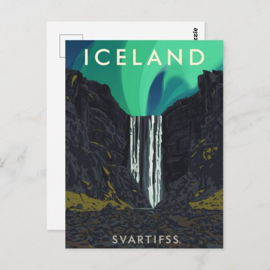  Svartifoss Waterval Aurora Reizen Briefkaart (Voorkant / Achterkant)