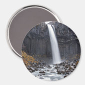 Svartifoss waterval in IJsland ronde magneet (Voorkant / Achterkant)