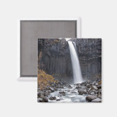 Svartifoss waterval in IJsland vierkante magneet (Voorkant / Achterkant)
