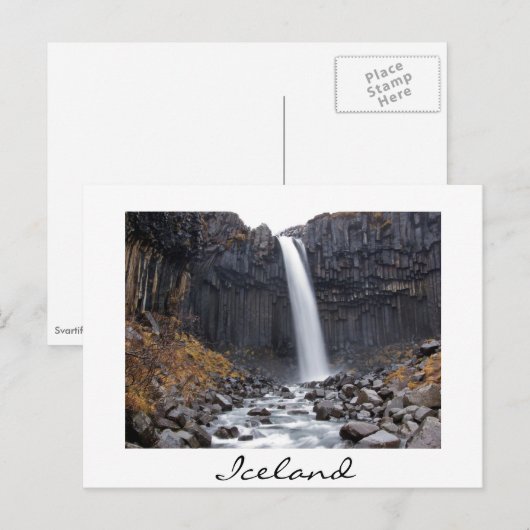 Svartifoss waterval in IJsland wit briefkaart (Voorkant / Achterkant)