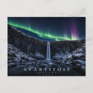 Svartifoss Zwarte Watervallen IJsland Aurora Briefkaart