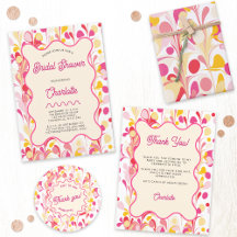 Retro Groovy Modern Abstract Bridal Shower