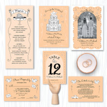 Doodle Sketch Hand drawn Wedding Bridal Party