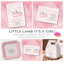 Pink It's A Girl Little Lamb Baby Shower