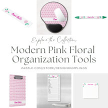 Modern Pink Floral Organization Tools
