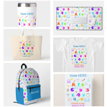 Colorful Kids Letters, Numbers and School Supplies