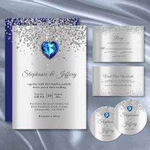 Elegant Royal Blue and Silver Heart Wedding