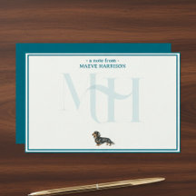 Dachshund Personalized Monogram Stationery