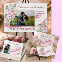 Pink Wave & Floral Wedding Suite
