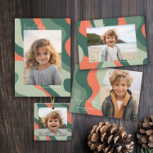 Organic Line Art - Holiday Jade and Tangerine