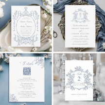 Classic Floral Garden Frame Dusty Blue Wedding 