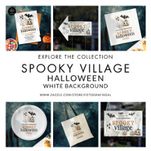 Halloween Spooky Village White background