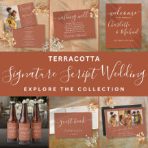 Simple Calligraphy Script Terracotta Wedding Suite