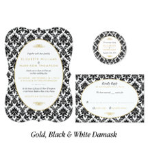 Vintage Gold Black & White Damask Wedding
