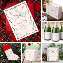 Whimsical Hand Drawn Fun French Christmas Party