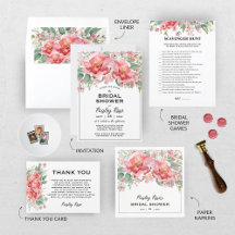 Elegant Floral Pink Bridal Shower Collection