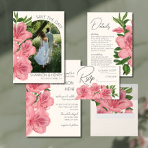 Pink Lily Floral Modern Wedding