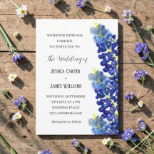 Bluebonnets blue flowers Texas Watercolor Wedding