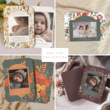 Fall Floral Baby Birth Announcements