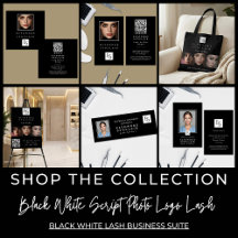 Black White Script Photo Logo Lash Business Suite