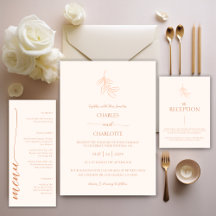 Classic Minimal Peach Color Elegant Wedding
