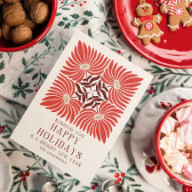 Happy Holidays Modern Red Floral Photo