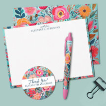 Pretty Colorful Botanical Floral Stationery