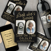 70th Birthday Party Invites & Decor • Black & Gold