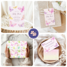 Pastel Flying Butterflies Baby Shower