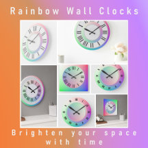 Modern Pastel Rainbow Wall Clocks
