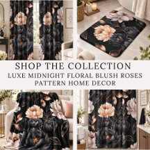 Luxe Midnight Floral Blush Roses Pattern Home Deco