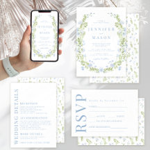 Light blue spring flower rustic garden wedding