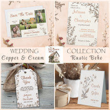 Rustic Boho Wildflowers Copper Cream Wedding Suite