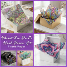 Vibrant Zen Doodle Hand-Drawn Art Tissue Paper