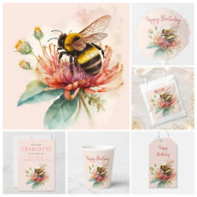 Summer Watercolor Bumblebee Birthday Party