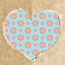 Coral pink and powder blue delicate daisy flowers