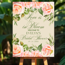 Chic Watercolor Roses Bridal Shower