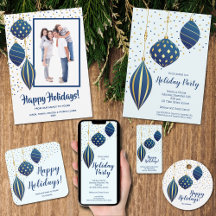 BLUE AND GOLD ORNAMENTS CHRISTMAS COLLECTION