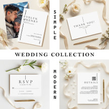 Minimalist Simple Black Line Modern Wedding