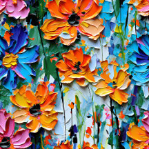 Pretty Impasto Style Colorful Flowers