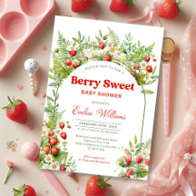 Berry Sweet Watercolor Strawberry Baby Shower