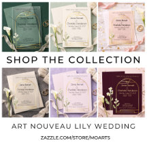 Minimal Art Nouveau Calla Lily Gold Arch Wedding 