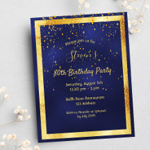 80th Birthday Party - dark blue gold