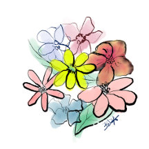 Fresh, Pretty, Watercolor, Floral Bouquet