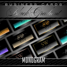 Business Cards Monogram Black White Ombre Shadow