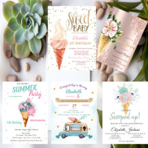 Watercolor Cool Ice cream Invitations