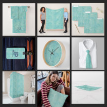 Light Blue Gold Tropical Palm Leaves Home & Living